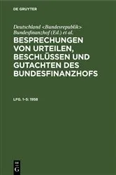 Book cover of 1958 by Deutschland <Bundesrepublik> Bundesfinanzhof