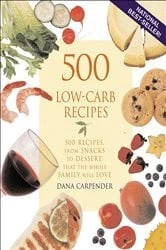 Book cover of 500 Low-Carb Recipes by Dana Carpender