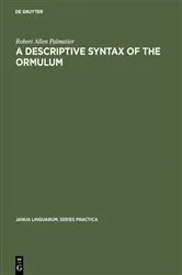 Book cover of A descriptive syntax of the Ormulum by Robert Allen Palmatier