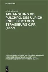 Book cover of Abhandlung De pulchro. Des Ulrich Engelberti von Strassburg 0.Pr. (1277) by M. Grabmann