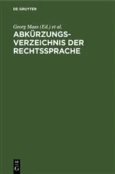 Book cover of Abkürzungsverzeichnis der Rechtssprache by Georg Maas