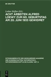 Book cover of Acht Arbeiten Alfred Loewy zum 60. Geburtstag am 20. Juni 1933 gewidmet by Lothar Heffter