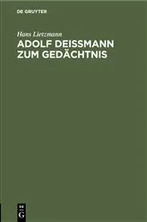 Book cover of Adolf Deißmann zum Gedächtnis by Hans Lietzmann