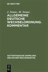 Book cover of Allgemeine Deutsche Wechselordnung. Kommentar (9th ed.) by J. Stranz