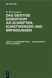Book cover of Allgemeiner Theil. – Verlagsrecht und Nachdruck by Unknown
