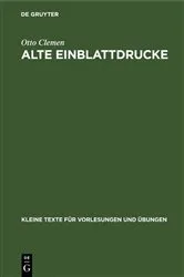 Book cover of Alte Einblattdrucke by Otto Clemen