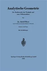 Book cover of Analytische Geometrie für Studierende der Technik und zum Selbststudium (10th ed.) by Adolf Hess