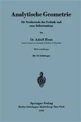 Book cover of Analytische Geometrie für Studierende der Technik und zum Selbststudium (11th ed.) by Adolf Hess