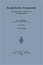 Book cover of Analytische Geometrie für Studierende der Technik und zum Selbststudium (8th ed.) by Adolf Hess