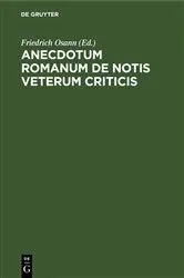 Book cover of Anecdotum Romanum de notis veterum criticis by Friedrich Osann