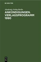 Book cover of Ankündigungen. Verlagsprogramm 1990 by Unknown