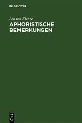 Book cover of Aphoristische Bemerkungen by Leo von Klenze