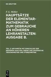 Book cover of Arithmetik mit Einschluss der niederen Analysis, ebene und sphärische Trigonometrie und Stereometrie by A. Schulte-Tiggs
