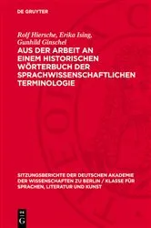 Book cover of Aus der Arbeit an einem historischen Wörterbuch der sprachwissenschaftlichen Terminologie by Unknown