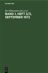 Book cover of Band 1, Heft 2/3, September 1972 by Bert Bühnemann