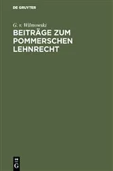 Book cover of Beiträge zum Pommerschen Lehnrecht by Unknown