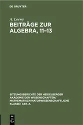 Book cover of Beiträge zur Algebra, 11–13 by A. Loewy