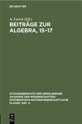 Book cover of Beiträge zur Algebra, 15–17 by Unknown