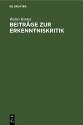 Book cover of Beiträge zur Erkenntniskritik by Unknown