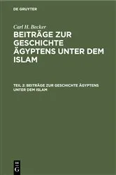 Book cover of Beiträge zur Geschichte Ägyptens unter dem Islam by Carl H. Becker
