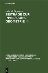 Book cover of Beiträge zur Inversionsgeometrie III by Heinrich Liebmann