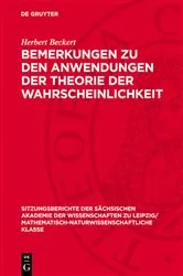 Book cover of Bemerkungen zu den Anwendungen der Theorie der Wahrscheinlichkeit by Herbert Beckert