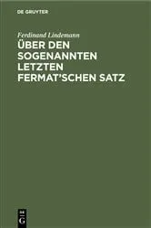 Book cover of Über den sogenannten letzten Fermat’schen Satz by Ferdinand Lindemann