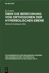 Book cover of Über die Berechnung von Orthogonen der hyperbolischen Ebene by R. Cesarec