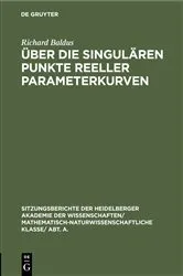 Book cover of Über die singulären Punkte reeller Parameterkurven by Richard Baldus