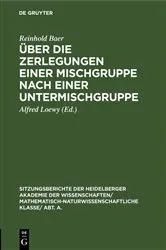 Book cover of Über die Zerlegungen einer Mischgruppe nach einer Untermischgruppe by Reinhold Baer
