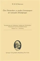 Book cover of Über Thetareihen zu großen Untergruppen der rationalen Modulgruppe by W. Hans H. Petersson