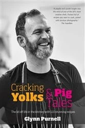Book cover of Cracking Yolks & Pig Tales by Glynn Purnell