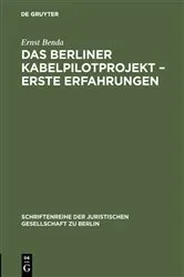 Book cover of Das Berliner Kabelpilotprojekt – erste Erfahrungen by Ernst Benda