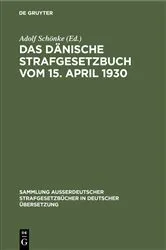 Book cover of Das Dänische Strafgesetzbuch vom 15. April 1930 by Franz Marcus
