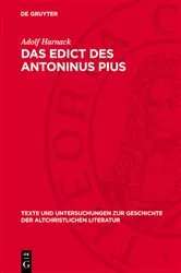 Book cover of Das Edict des Antoninus Pius by Adolf Harnack