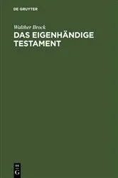 Book cover of Das eigenhändige Testament by Unknown