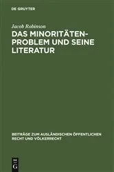 Book cover of Das Minoritätenproblem und seine Literatur by Jacob Robinson