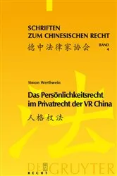 Book cover of Das Persönlichkeitsrecht im Privatrecht der VR China by Unknown