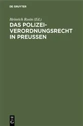 Book cover of Das Polizeiverordnungsrecht in Preußen (2nd ed.) by Heinrich Rosin