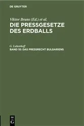 Book cover of Das Preßrecht Bulgariens by Unknown