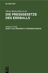 Book cover of Das Preßrecht Großbritanniens by Marguerite Wolff