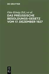 Book cover of Das preußische Besoldungsgesetz vom 17. Dezember 1927 (5th ed.) by Unknown