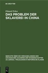Book cover of Das Problem der Sklaverei in China by Eduard Erkes