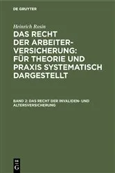 Book cover of Das Recht der Invaliden- und Altersversicherung by Heinrich Rosin