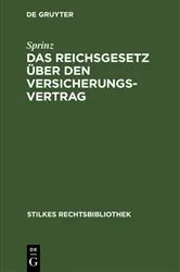 Book cover of Das Reichsgesetz über den Versicherungsvertrag by Sprinz