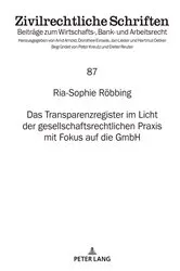 Book cover of Das Transparenzregister im Licht der gesellschaftsrechtlichen Praxis mit Fokus auf die GmbH by Jan Lieder