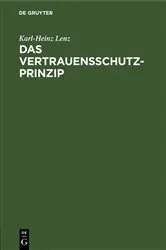 Book cover of Das Vertrauensschutz-Prinzip by Unknown