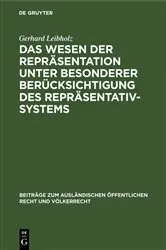 Book cover of Das Wesen der Repräsentation unter besonderer Berücksichtigung des Repräsentativsystems by Gerhard Leibholz