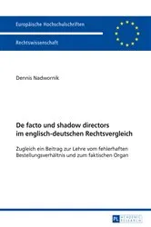 Book cover of De facto und shadow directors im englisch-deutschen Rechtsvergleich by Dennis Nadwornik
