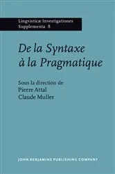 Book cover of De la Syntaxe à la Pragmatique by Unknown
